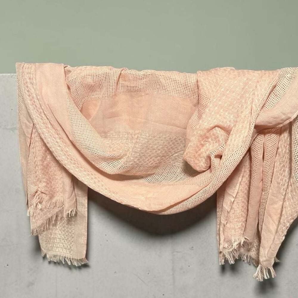 Peach Lightweight Fringed Hem Summer Scarf